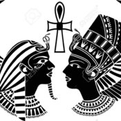 14100644 Ancient egypt king and queen composition with wings Stock Vector sunday